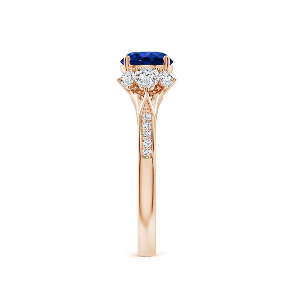6mm Lab-Grown Round Blue Sapphire Engagement Ring with Pear Diamonds in 18K Rose Gold side 299