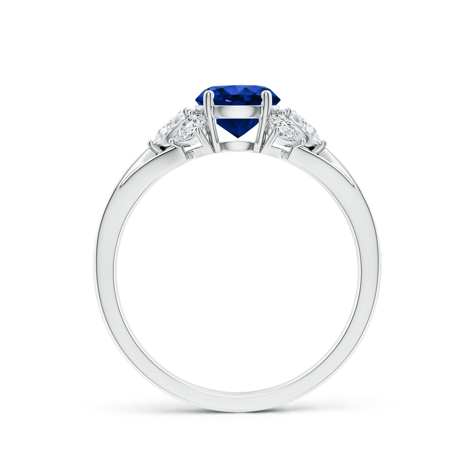 6mm Lab-Grown Round Blue Sapphire Engagement Ring with Pear Diamonds in P950 Platinum side 199