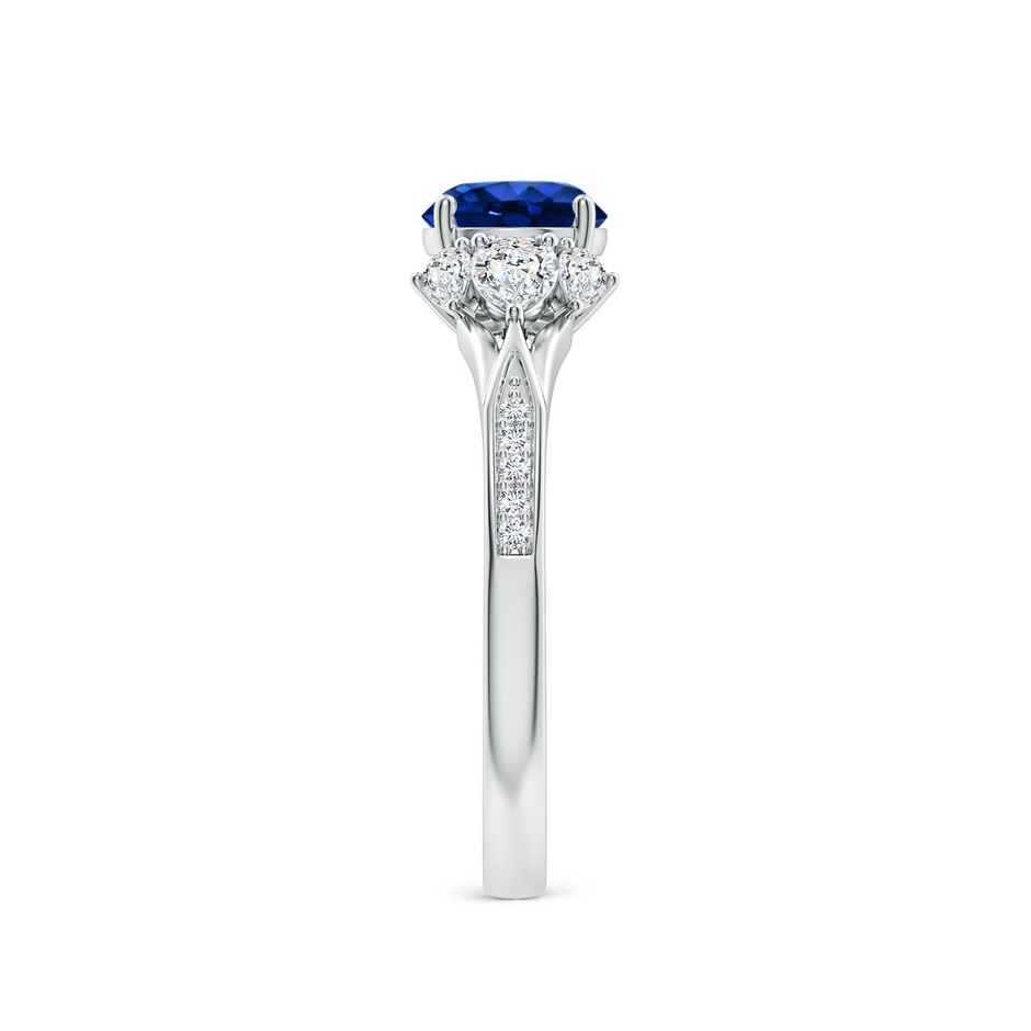 6mm Lab-Grown Round Blue Sapphire Engagement Ring with Pear Diamonds in P950 Platinum side 299