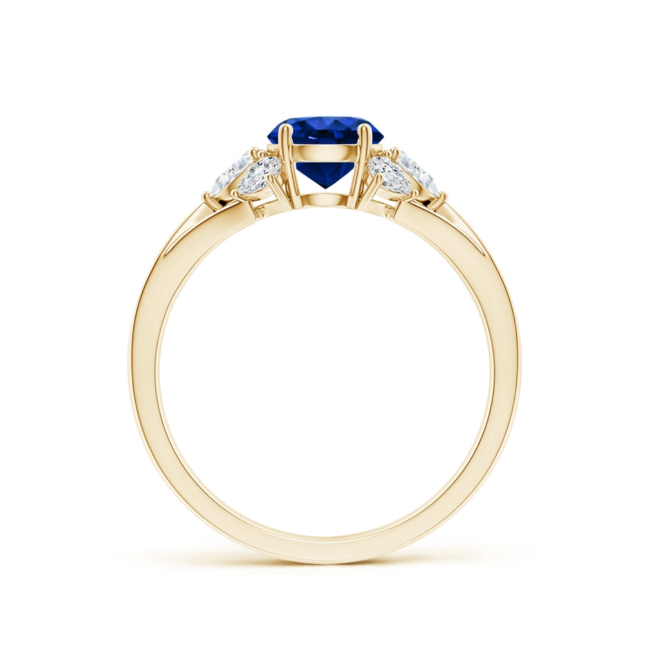 6mm Lab-Grown Round Blue Sapphire Engagement Ring with Pear Diamonds in Yellow Gold side 199