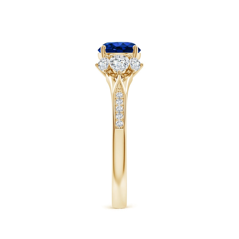 6mm Lab-Grown Round Blue Sapphire Engagement Ring with Pear Diamonds in Yellow Gold side 299