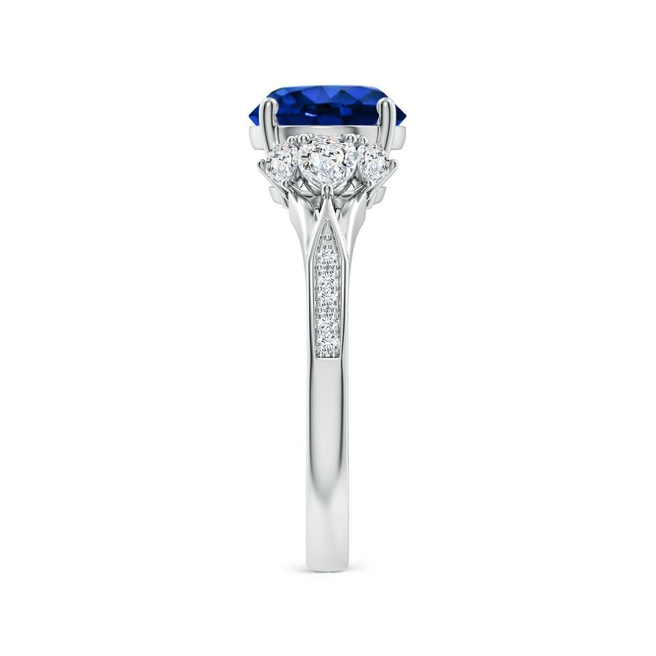 8mm Lab-Grown Round Blue Sapphire Engagement Ring with Pear Diamonds in 18K White Gold side 299