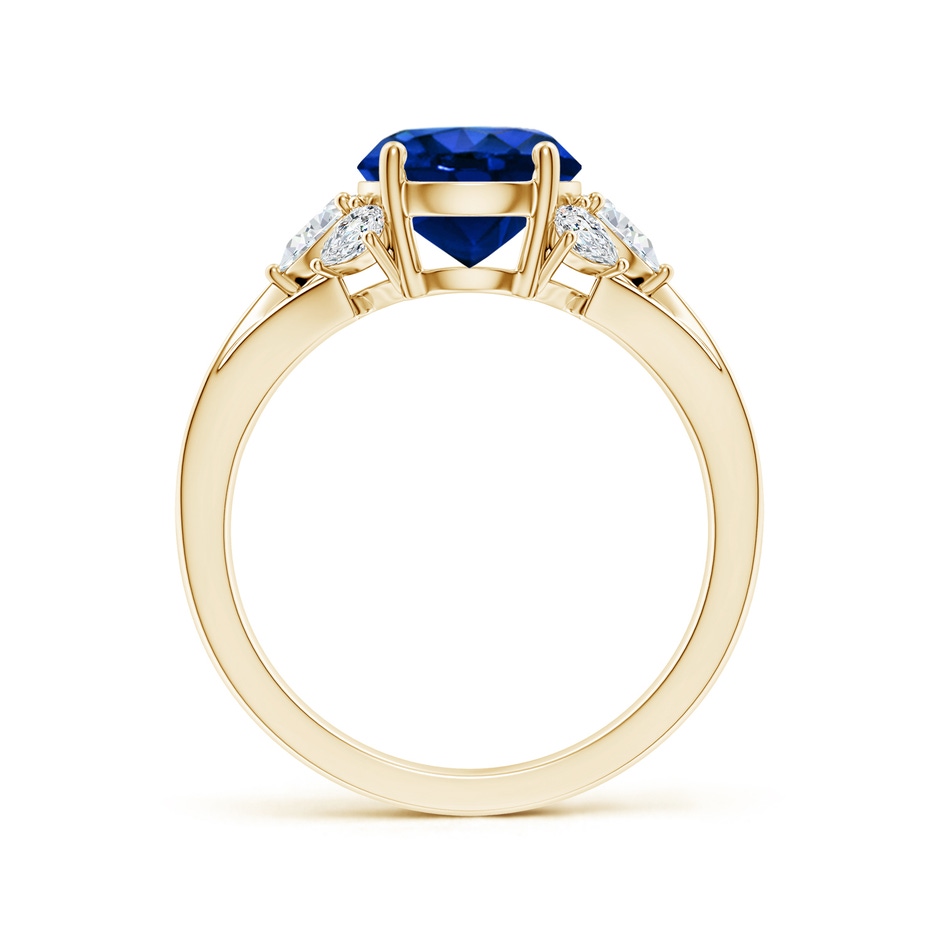 8mm Lab-Grown Round Blue Sapphire Engagement Ring with Pear Diamonds in 18K Yellow Gold side 199