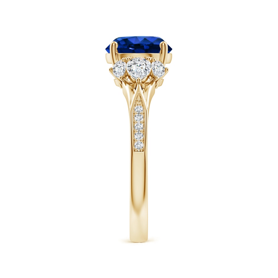 8mm Lab-Grown Round Blue Sapphire Engagement Ring with Pear Diamonds in 18K Yellow Gold side 299