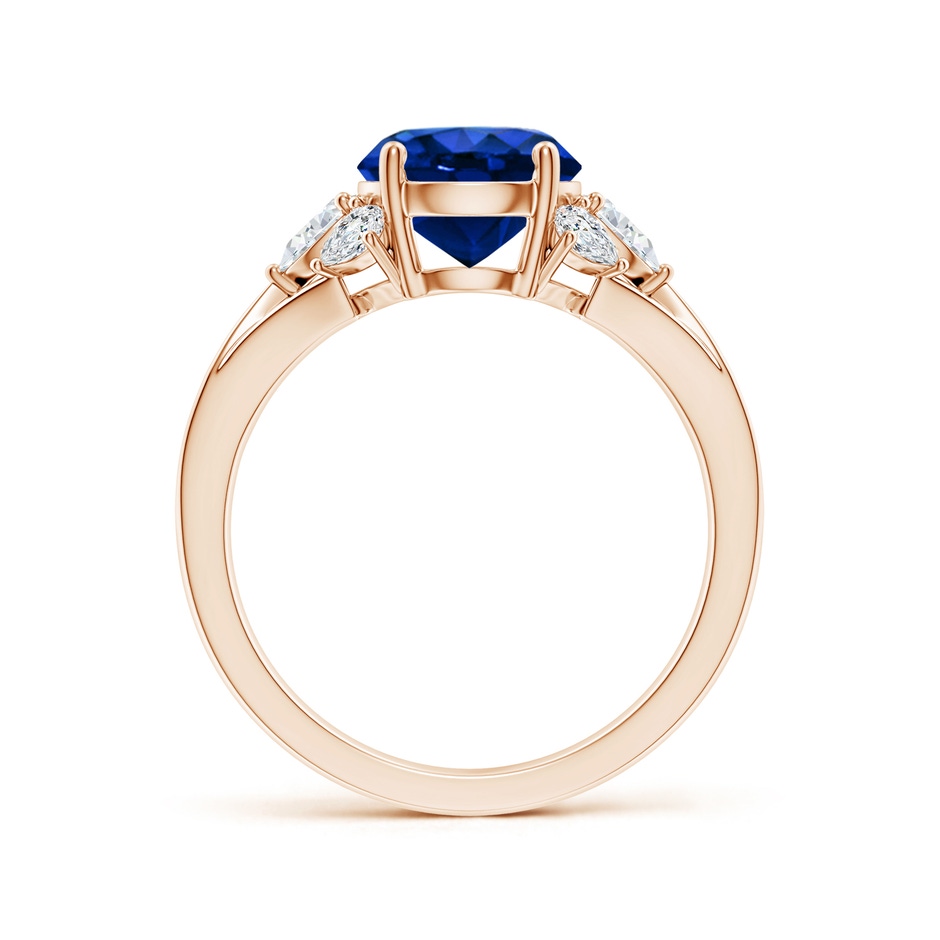 8mm Lab-Grown Round Blue Sapphire Engagement Ring with Pear Diamonds in Rose Gold side 199
