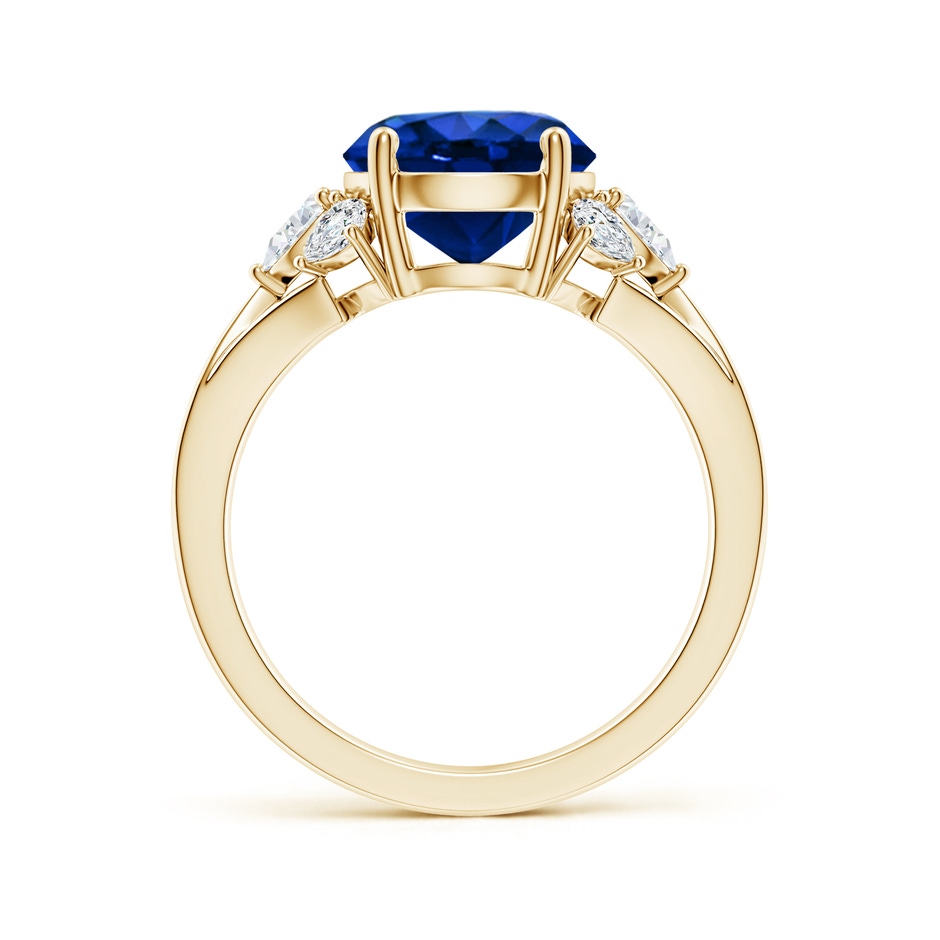 9mm Lab-Grown Round Blue Sapphire Engagement Ring with Pear Diamonds in 18K Yellow Gold side 199