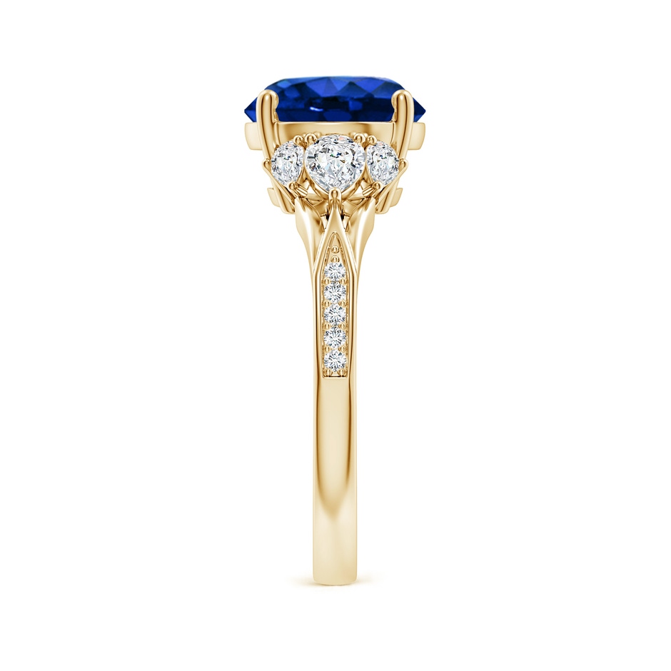9mm Lab-Grown Round Blue Sapphire Engagement Ring with Pear Diamonds in 18K Yellow Gold side 299