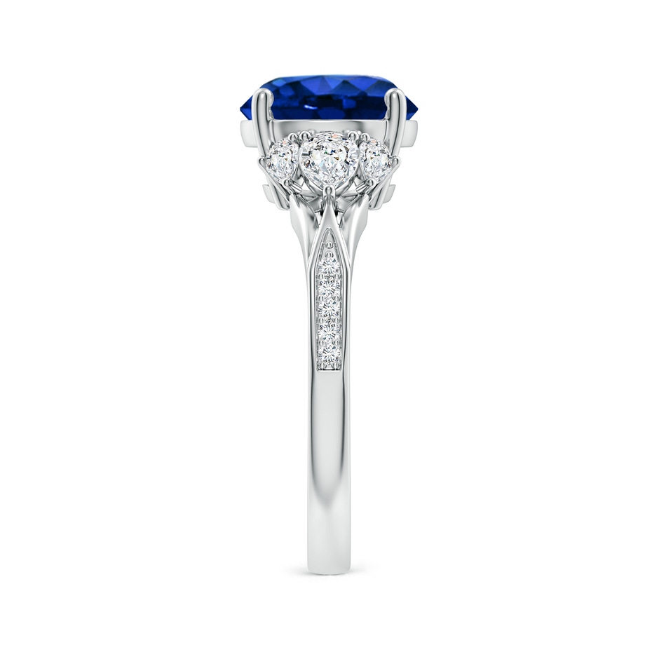9mm Lab-Grown Round Blue Sapphire Engagement Ring with Pear Diamonds in P950 Platinum side 299