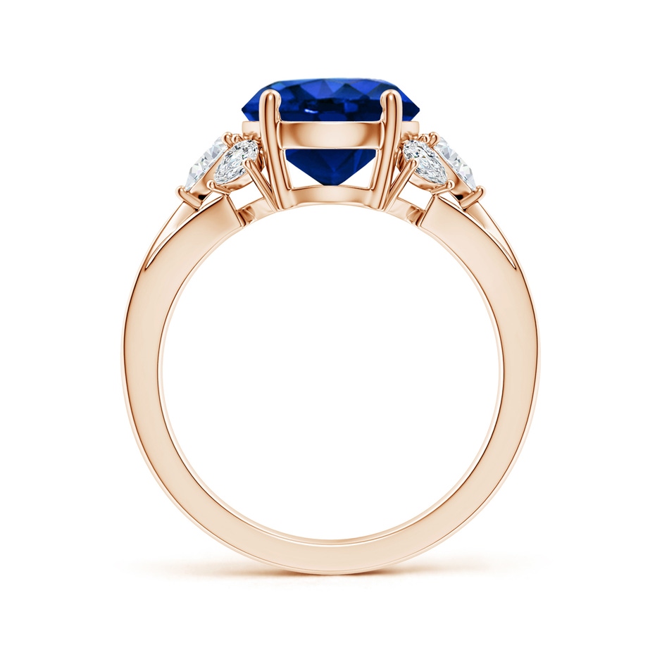 9mm Lab-Grown Round Blue Sapphire Engagement Ring with Pear Diamonds in Rose Gold side 199