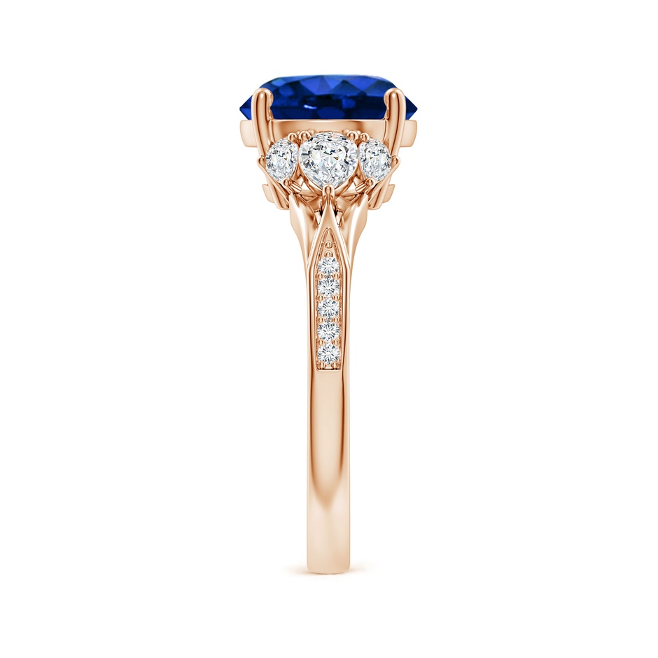 9mm Lab-Grown Round Blue Sapphire Engagement Ring with Pear Diamonds in Rose Gold side 299