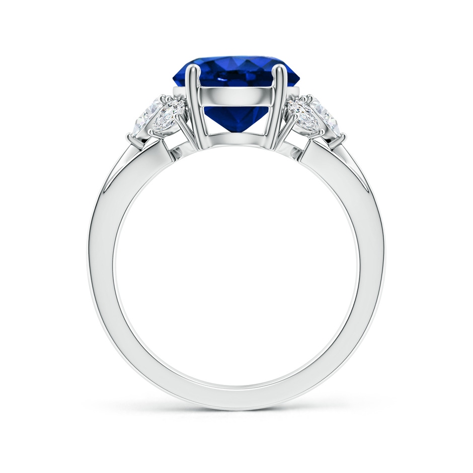 9mm Lab-Grown Round Blue Sapphire Engagement Ring with Pear Diamonds in White Gold side 199