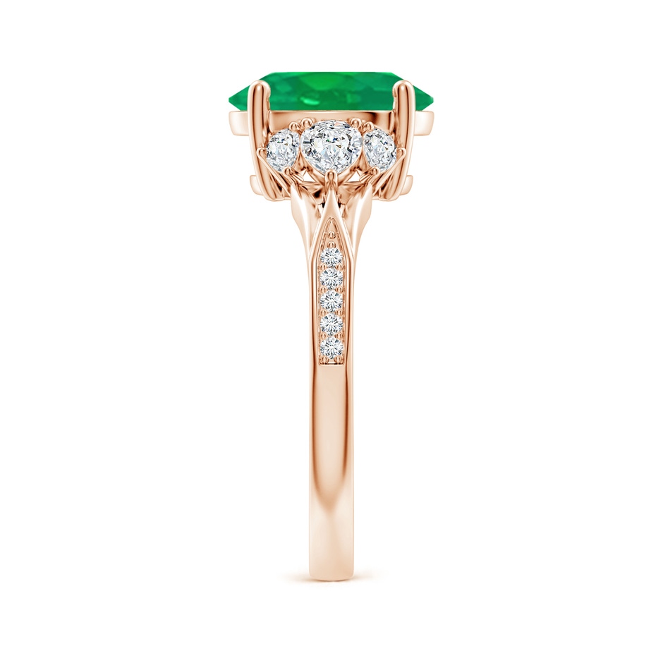 10x8mm AA Oval Emerald Engagement Ring with Pear Diamonds in Rose Gold side 299