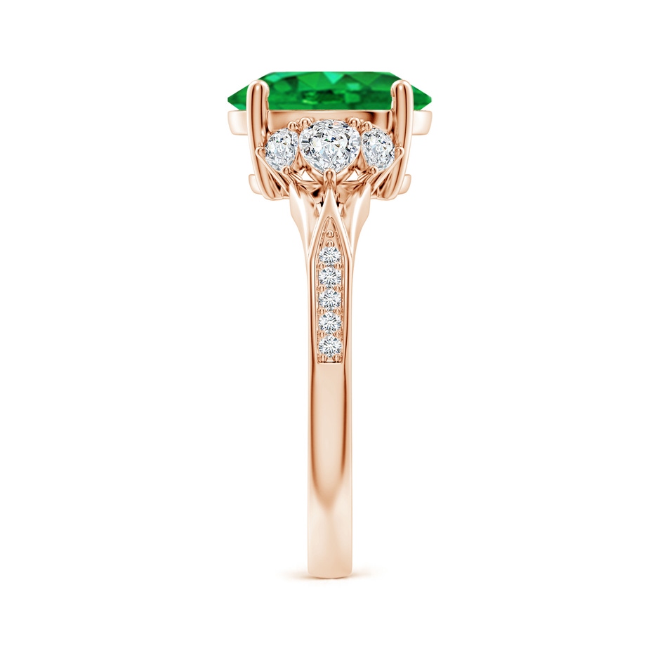 10x8mm AAA Oval Emerald Engagement Ring with Pear Diamonds in 18K Rose Gold side 299