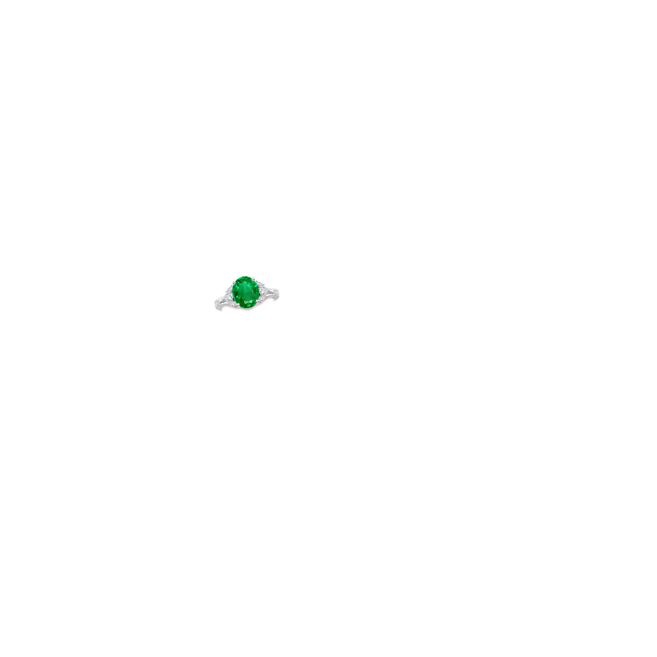 10x8mm AAA Oval Emerald Engagement Ring with Pear Diamonds in White Gold hand