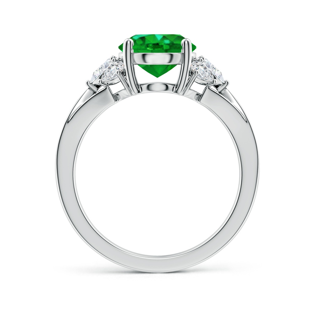 10x8mm AAAA Oval Emerald Engagement Ring with Pear Diamonds in P950 Platinum - side 199