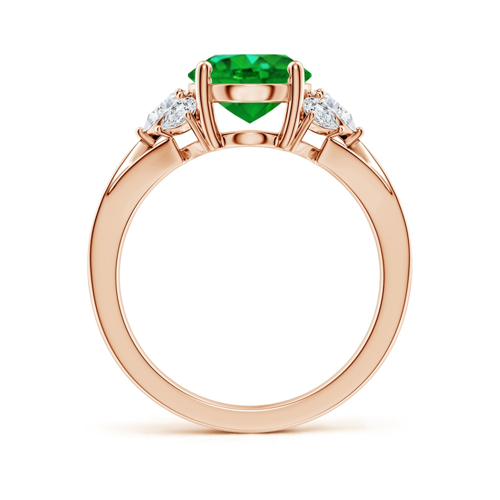 10x8mm AAAA Oval Emerald Engagement Ring with Pear Diamonds in Rose Gold - side 199