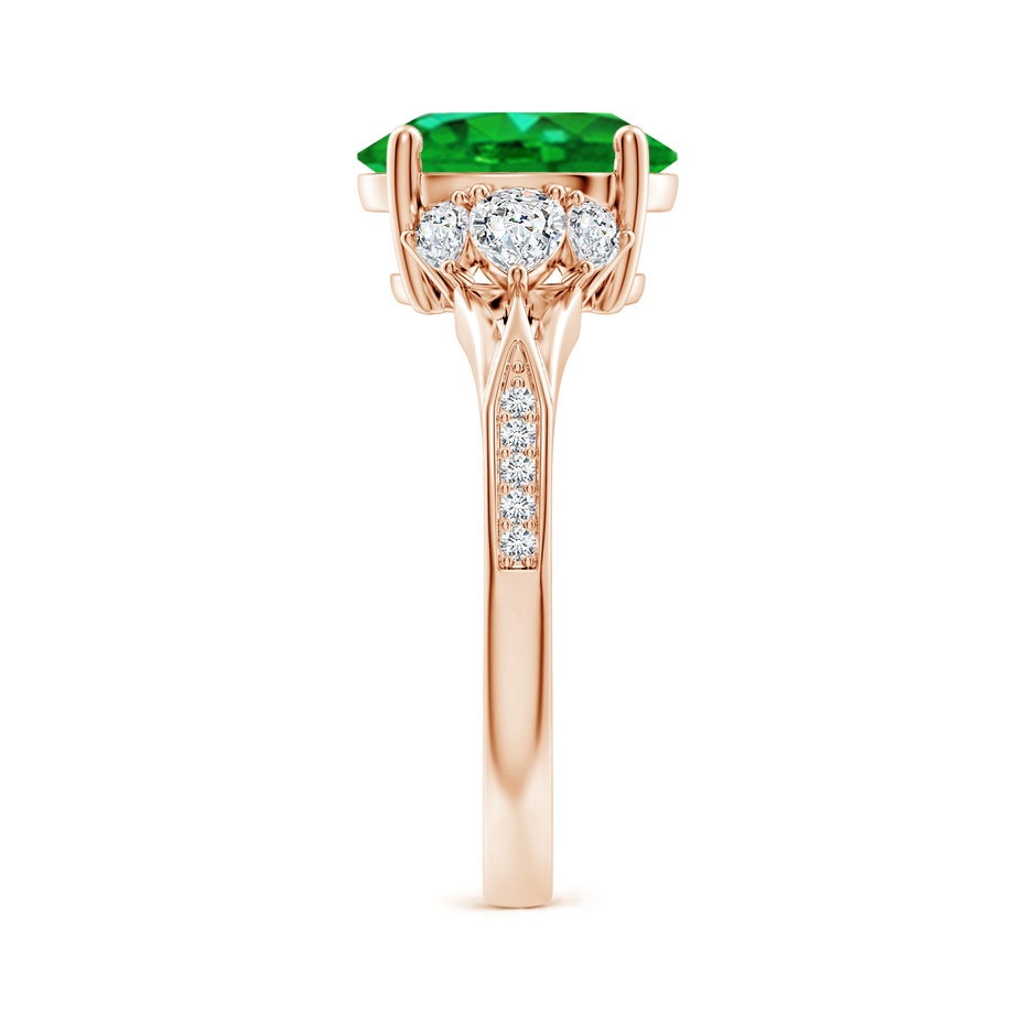 10x8mm AAAA Oval Emerald Engagement Ring with Pear Diamonds in Rose Gold side 299