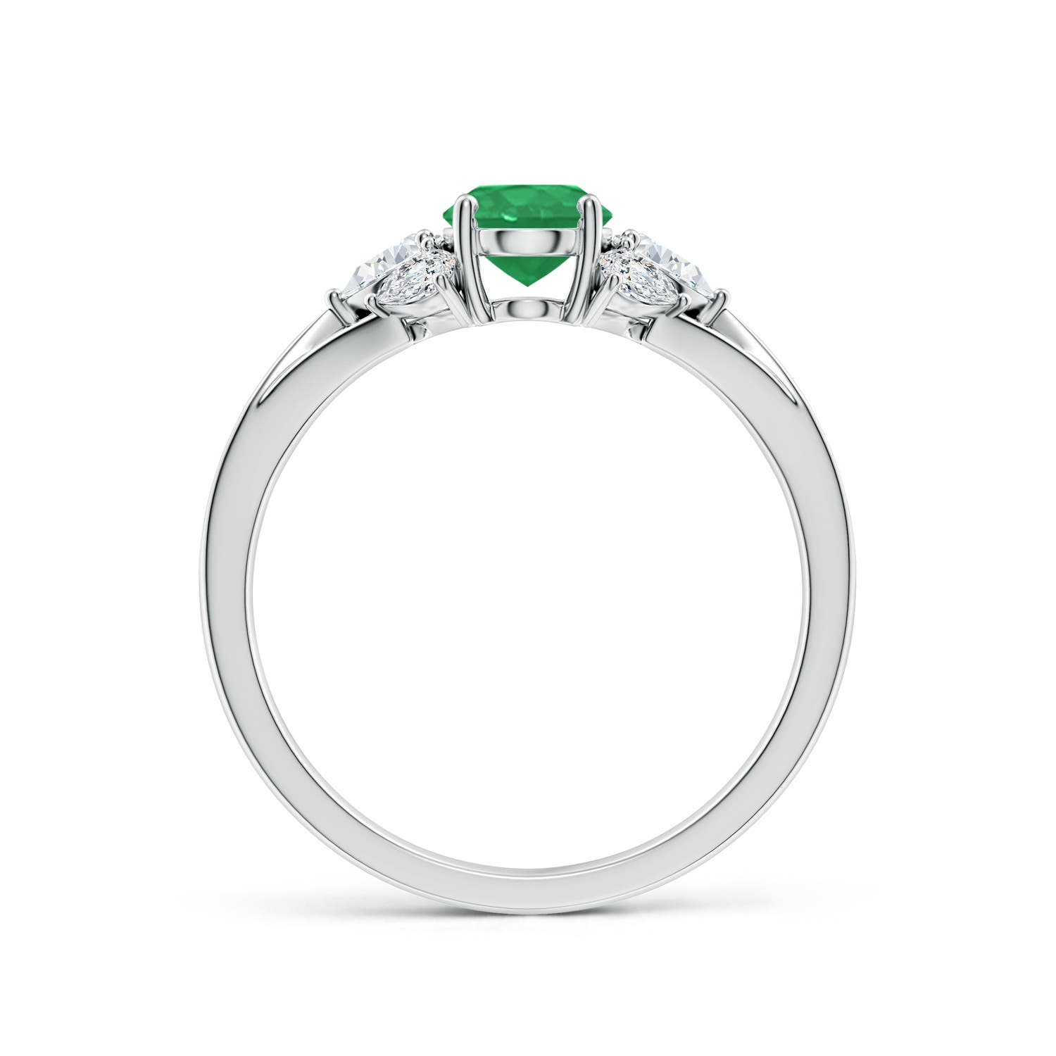 7x5mm A Oval Emerald Engagement Ring with Pear Diamonds in P950 Platinum