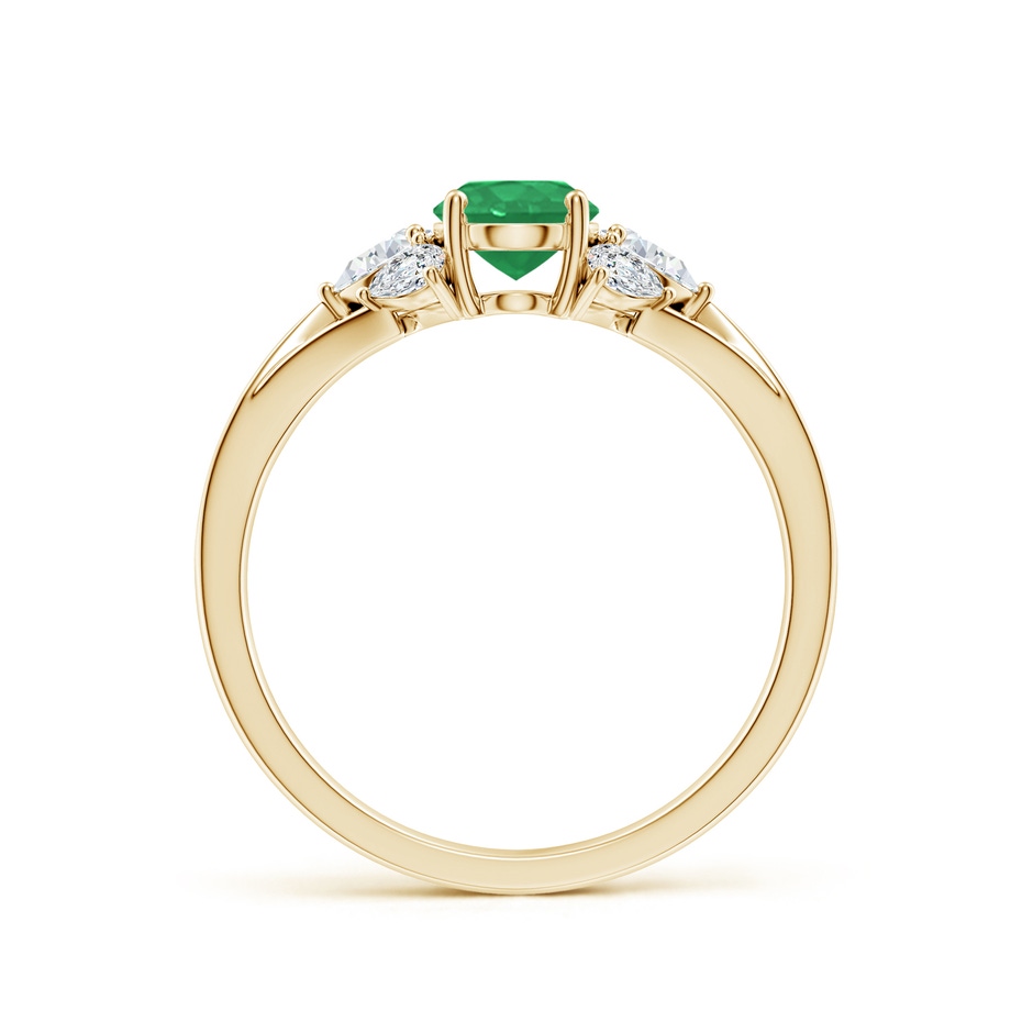 7x5mm A Oval Emerald Engagement Ring with Pear Diamonds in Yellow Gold side 199