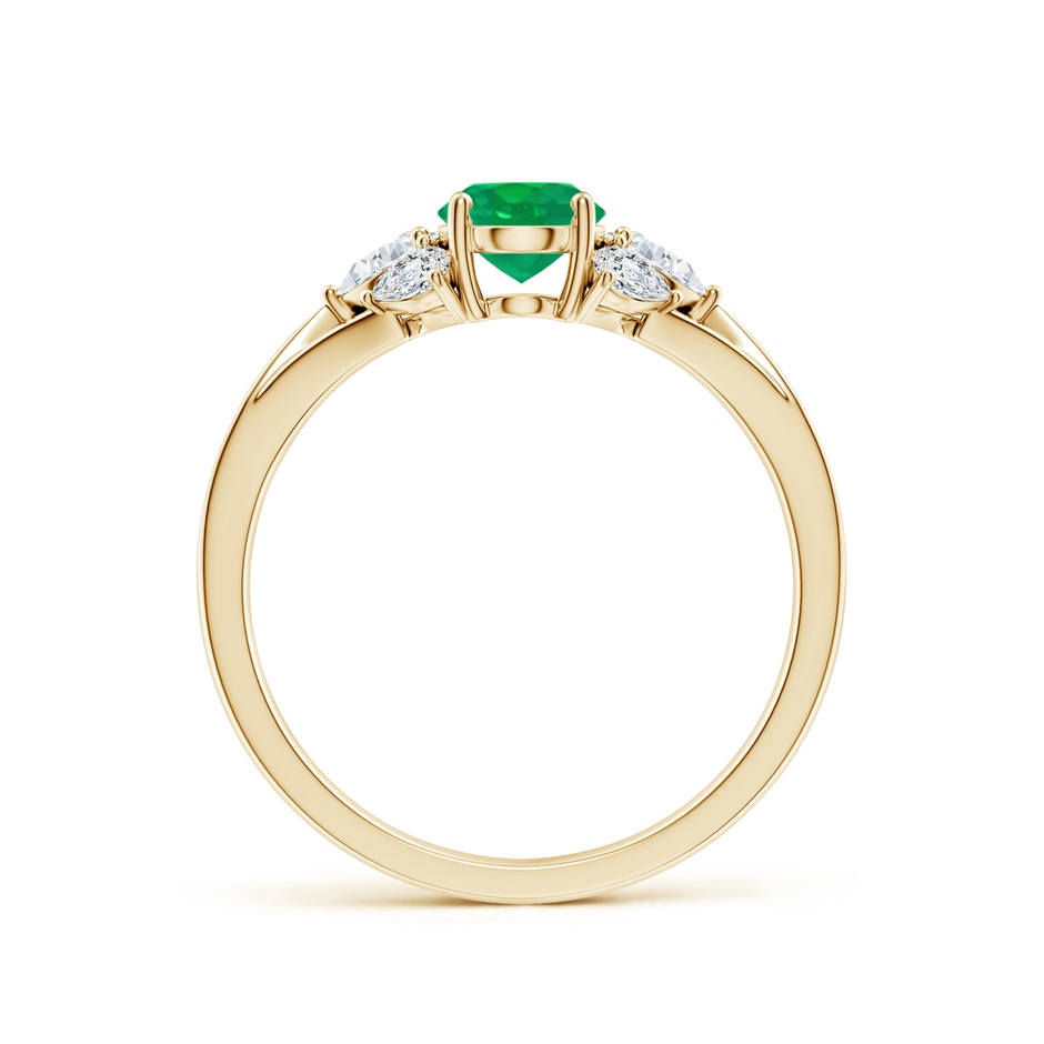 7x5mm AA Oval Emerald Engagement Ring with Pear Diamonds in Yellow Gold side 199
