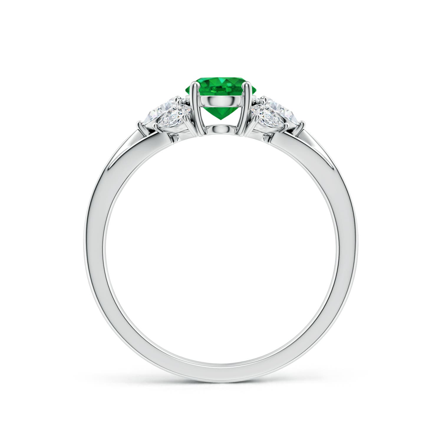7x5mm AAA Oval Emerald Engagement Ring with Pear Diamonds in P950 Platinum