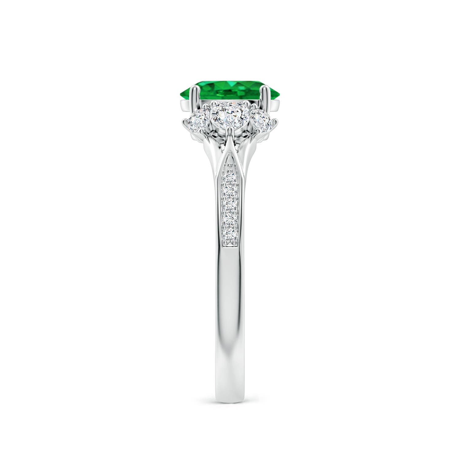 7x5mm AAA Oval Emerald Engagement Ring with Pear Diamonds in P950 Platinum - side 3
