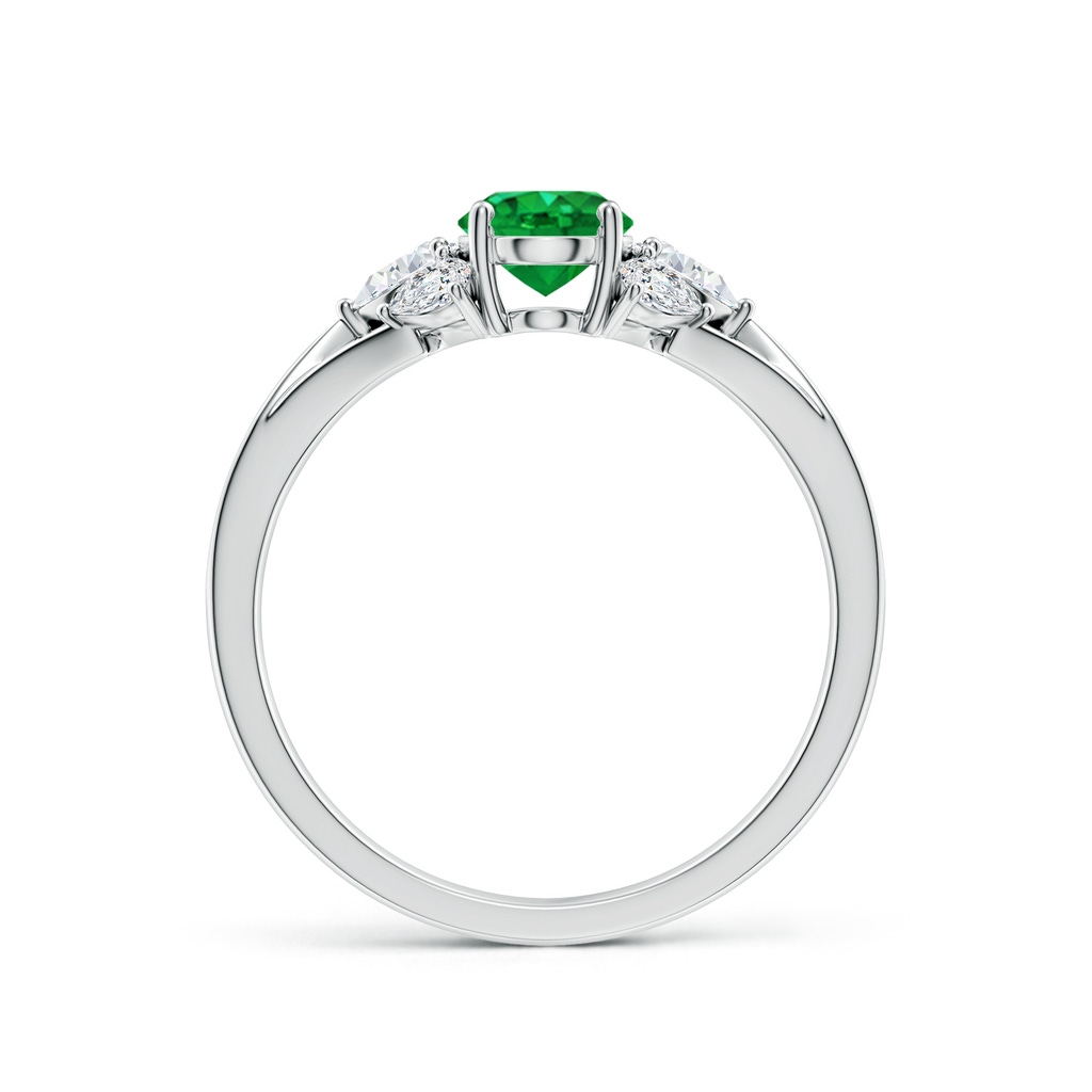 7x5mm AAA Oval Emerald Engagement Ring with Pear Diamonds in White Gold - side 199