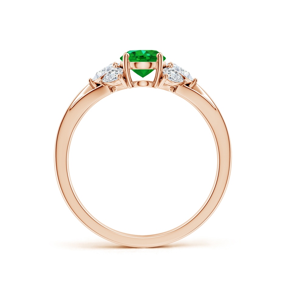 7x5mm AAAA Oval Emerald Engagement Ring with Pear Diamonds in 18K Rose Gold side 199