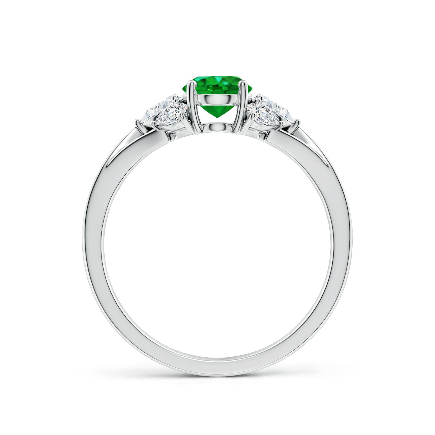 7x5mm AAAA Oval Emerald Engagement Ring with Pear Diamonds in P950 Platinum