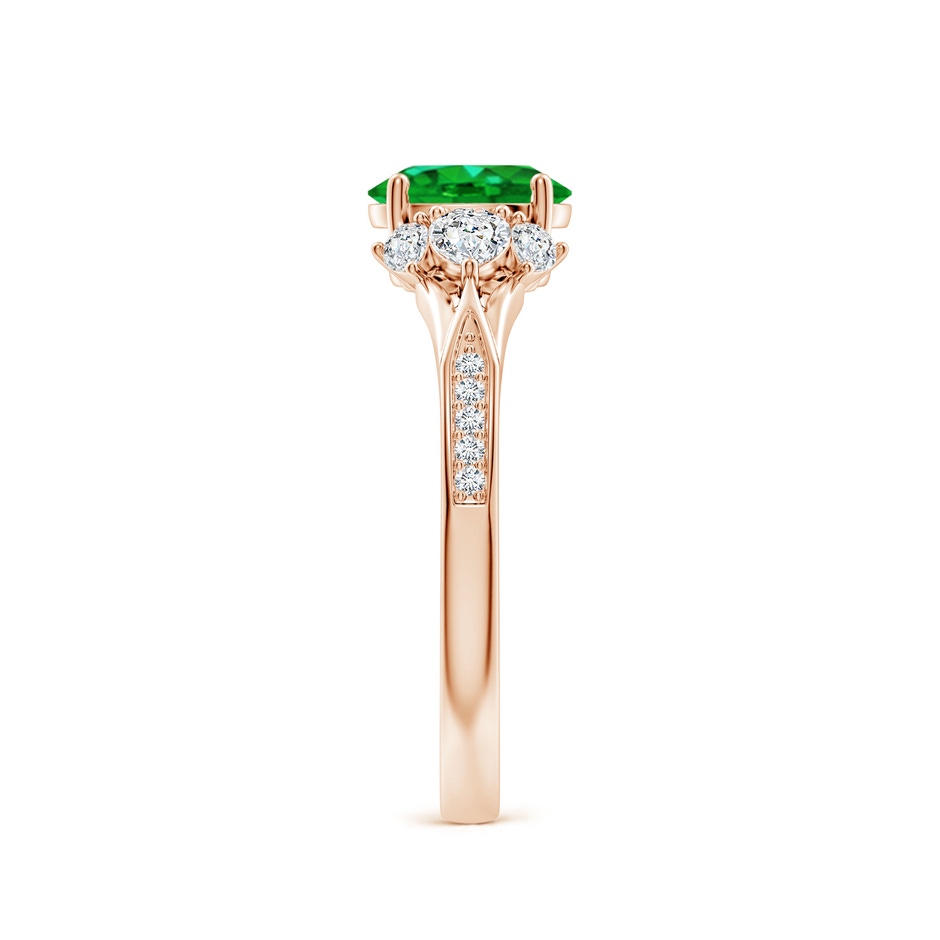 7x5mm AAAA Oval Emerald Engagement Ring with Pear Diamonds in Rose Gold side 299