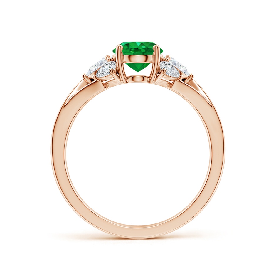 8x6mm AAA Oval Emerald Engagement Ring with Pear Diamonds in 18K Rose Gold side 199