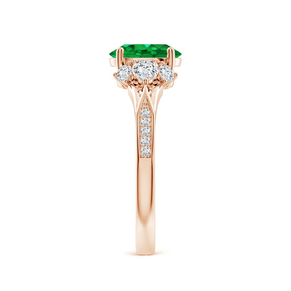 8x6mm AAA Oval Emerald Engagement Ring with Pear Diamonds in 18K Rose Gold side 299