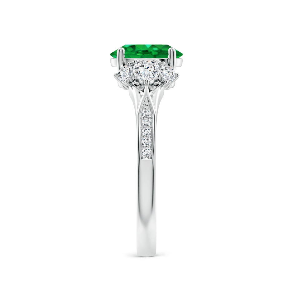8x6mm AAA Oval Emerald Engagement Ring with Pear Diamonds in White Gold side 299