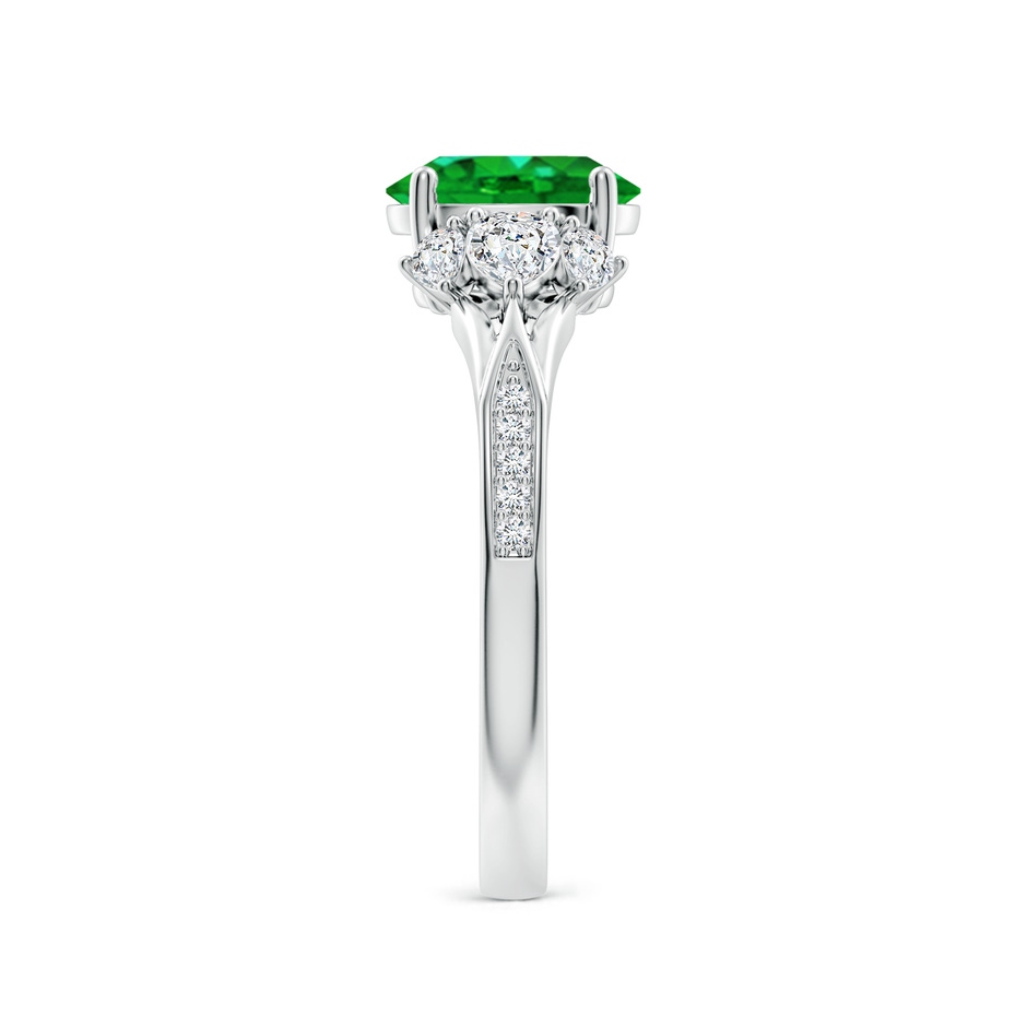 8x6mm AAAA Oval Emerald Engagement Ring with Pear Diamonds in White Gold side 299