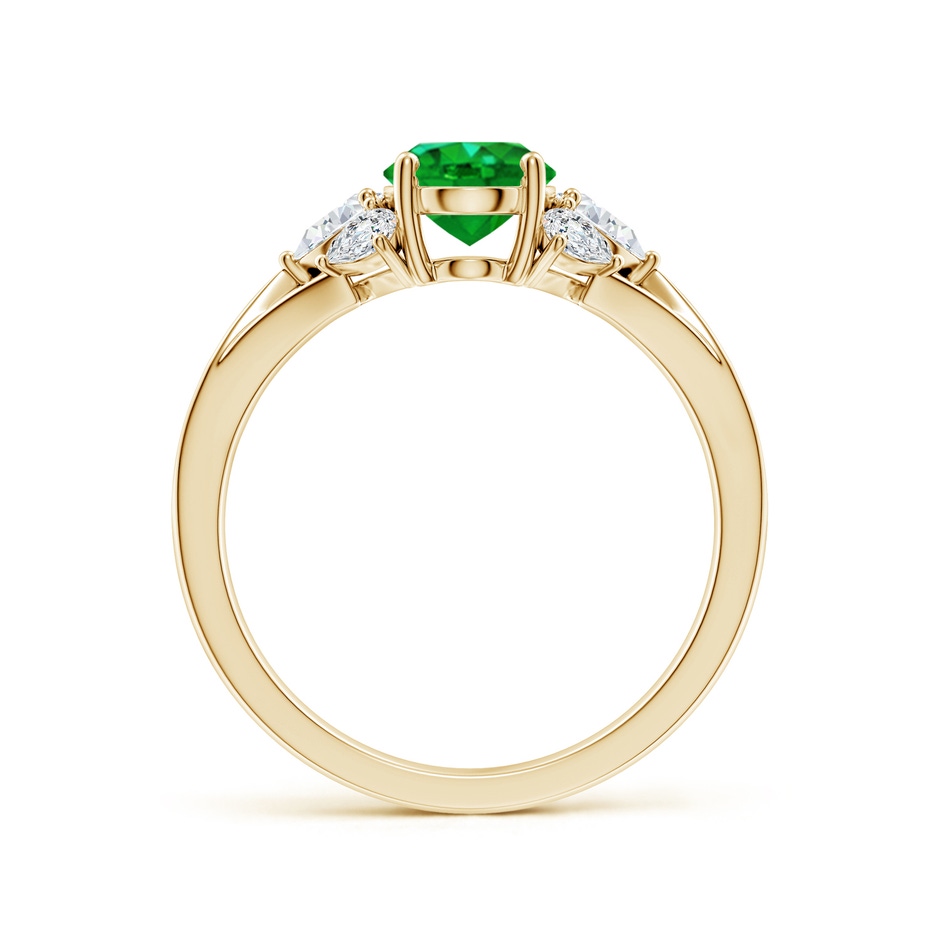 8x6mm AAAA Oval Emerald Engagement Ring with Pear Diamonds in Yellow Gold side 199