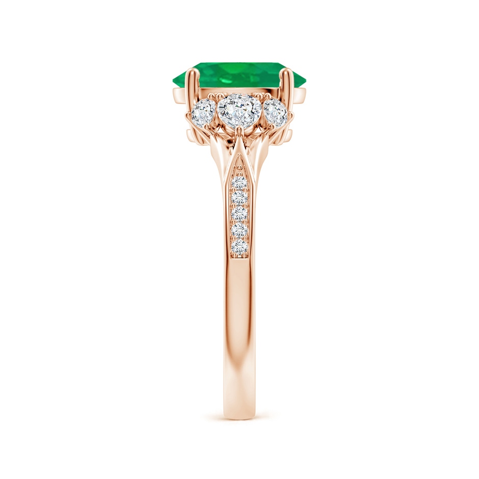 9x7mm AA Oval Emerald Engagement Ring with Pear Diamonds in 18K Rose Gold side 299