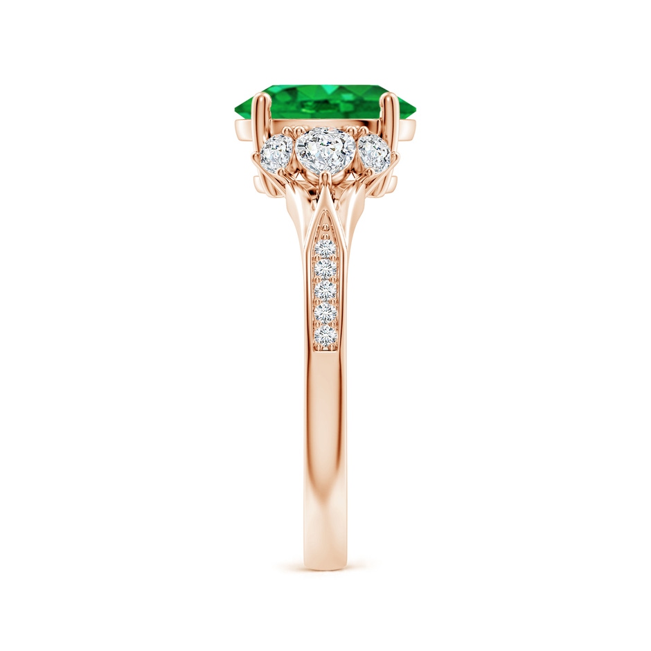 9x7mm AAA Oval Emerald Engagement Ring with Pear Diamonds in 18K Rose Gold side 299