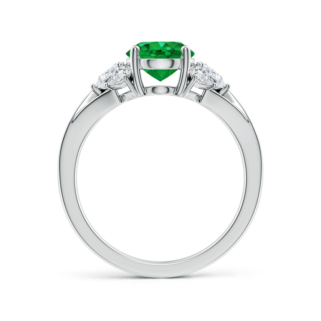 9x7mm AAA Oval Emerald Engagement Ring with Pear Diamonds in 18K White Gold Side 199