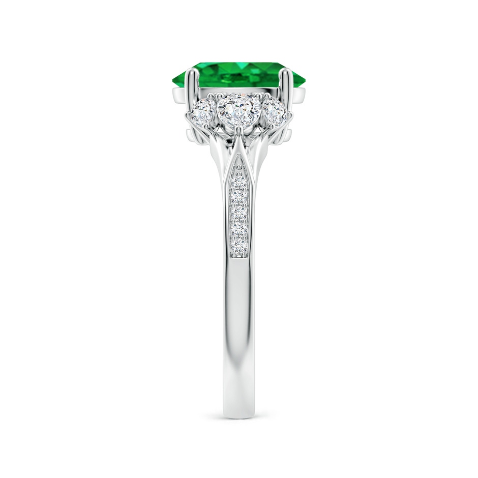 9x7mm AAA Oval Emerald Engagement Ring with Pear Diamonds in White Gold side 299