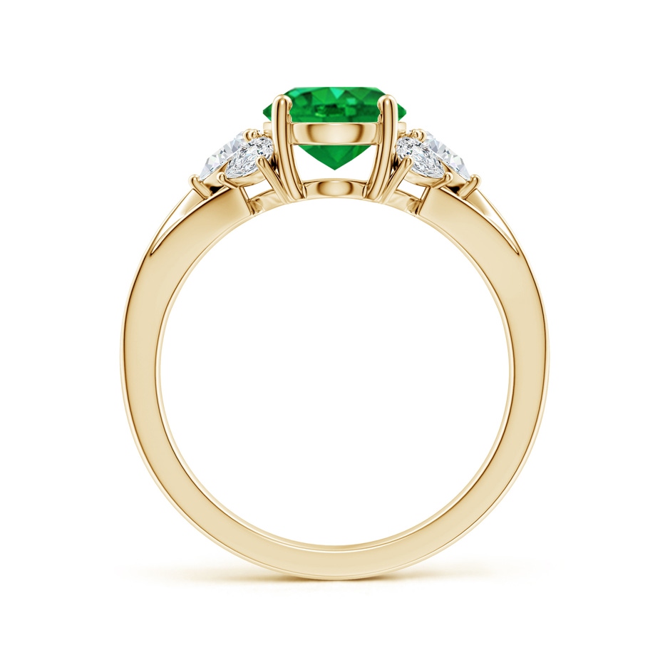 9x7mm AAA Oval Emerald Engagement Ring with Pear Diamonds in Yellow Gold side 199