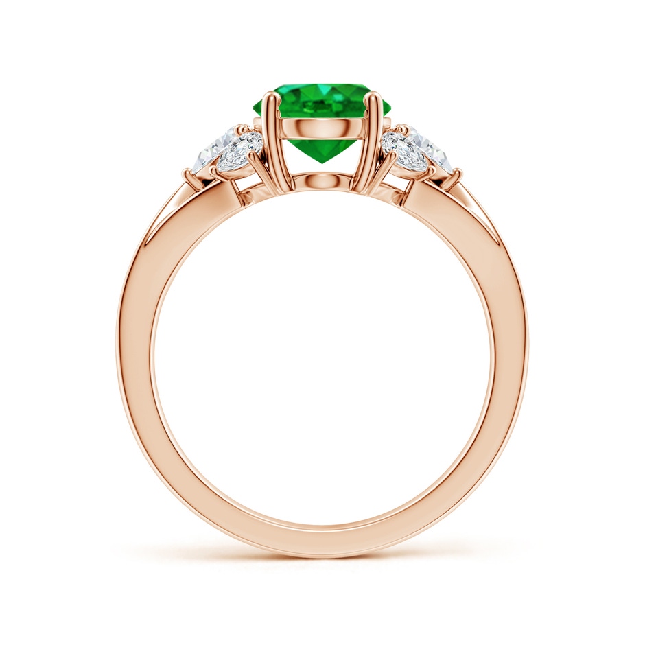 9x7mm AAAA Oval Emerald Engagement Ring with Pear Diamonds in 18K Rose Gold side 199