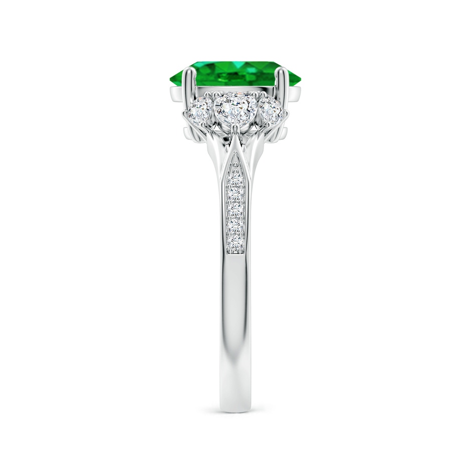 9x7mm AAAA Oval Emerald Engagement Ring with Pear Diamonds in White Gold side 299