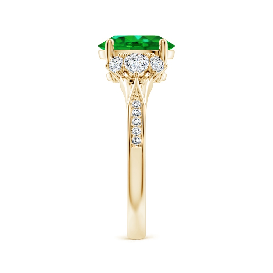 9x7mm AAAA Oval Emerald Engagement Ring with Pear Diamonds in Yellow Gold side 299