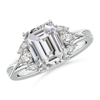 8.5x6.5mm IJI1I2 Emerald-Cut Diamond Engagement Ring with Pear Accents in White Gold