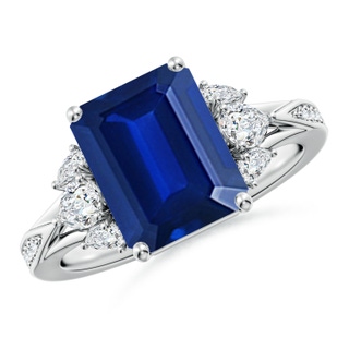 Emerald Cut Lab-Grown Lab Grown Blue Sapphire