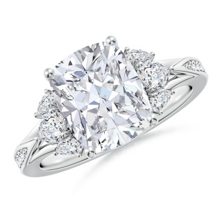 10x7.5mm GVS2 Cushion Rectangular Diamond Engagement Ring with Pear Accents in P950 Platinum