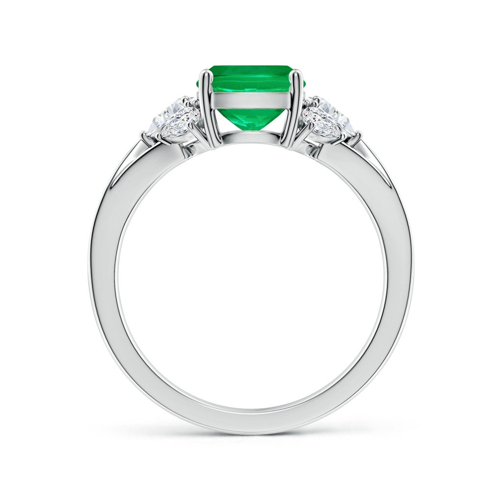 9x7mm AAA Cushion Rectangular Emerald Engagement Ring with Pear Diamonds in White Gold Side 199
