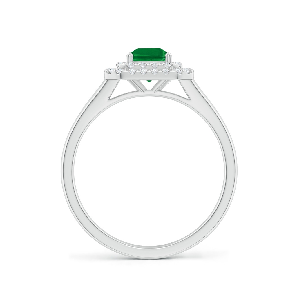 7x5mm AAA Emerald-Cut Emerald Double Halo Engagement Ring in White Gold Side 199