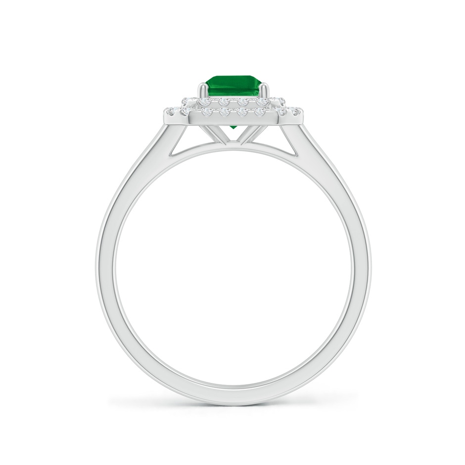 7x5mm AAA Emerald-Cut Emerald Double Halo Engagement Ring in White Gold side 199