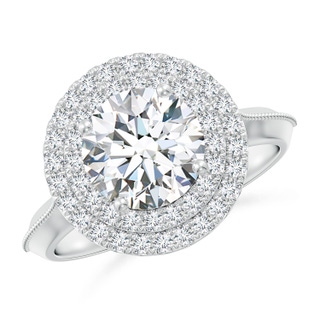 8mm GVS2 Vintage Inspired Round Diamond Double Halo Engagement Ring in P950 Platinum